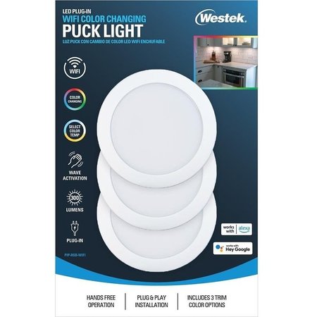 WESTEK WiFi and Motion Controlled Puck Light, 120 V, 35 W, 3Lamp, LED Lamp, 300 Lumens PIP-RGB-WIFI